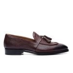 Tassel Loafer in Brown Leather with Design